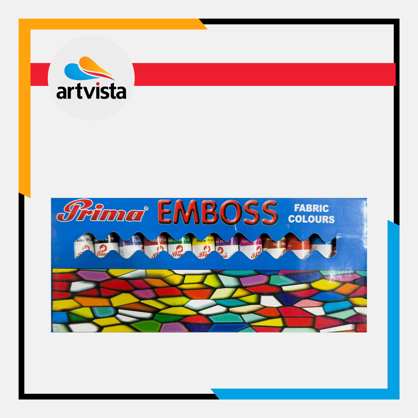 Prima Emboss Fabric Colours Set – 12 x 12ml Tubes